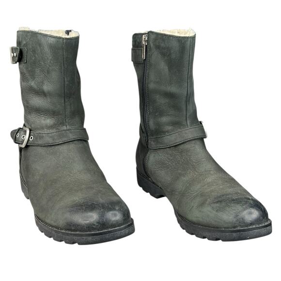 UGG Women’s Grandle Green Leather Shearling Lined Winter Boot Size US 8 - Picture 5 of 11